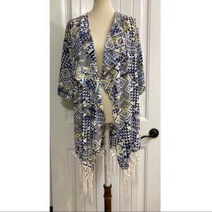 Kimono Topper Swim Beach Cover Up Small Boho Lightweight Open Front